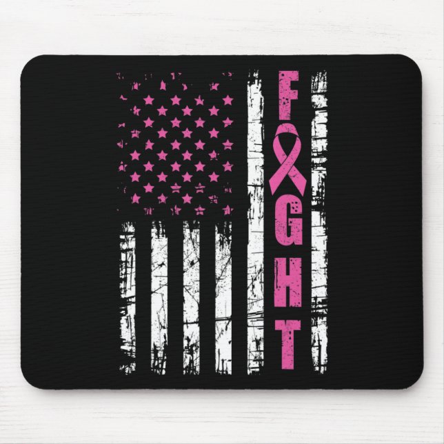Brustkrebs-Bewusstsein Amerikanischer Flaggenkampf Mousepad (Vorne)