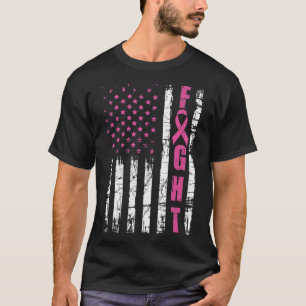 Brustkrebs-Bewusstsein Amerikanischer Flaggenkampf T-Shirt