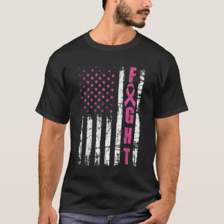 Brustkrebs-Bewusstsein Amerikanischer Flaggenkampf T-Shirt