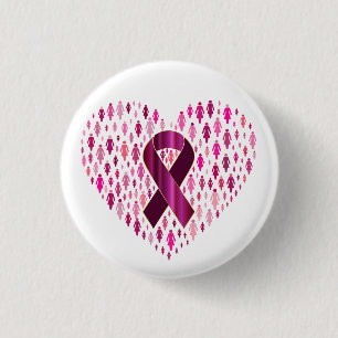 Brustkrebs-Bewusstsein Band und Herz Button