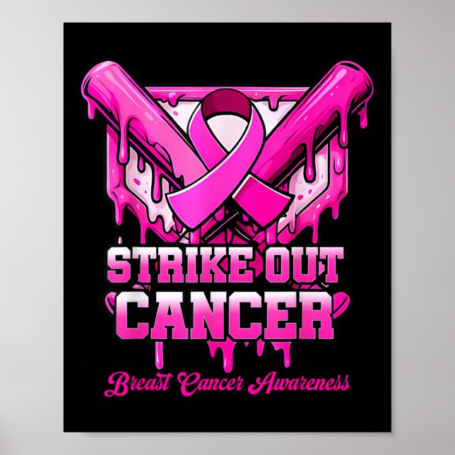 Brustkrebs-Bewusstsein Baseball-Drip-P Poster (Vorne)
