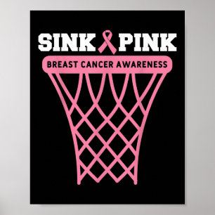 Brustkrebs-Bewusstsein Basketball Ziel Pink Ribbo Poster