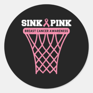 Brustkrebs-Bewusstsein Basketball Ziel Pink Ribbo Runder Aufkleber