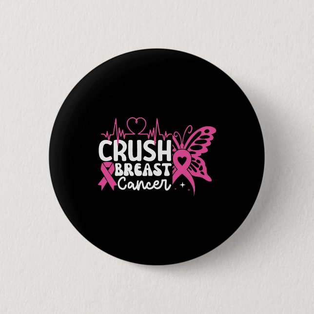 Brustkrebs-Bewusstsein Bling Pink Ribbon 2 Button (Vorderseite)