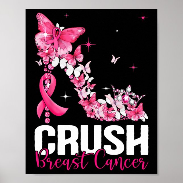 Brustkrebs-Bewusstsein Bling Pink Ribbon Frauen Poster (Vorne)