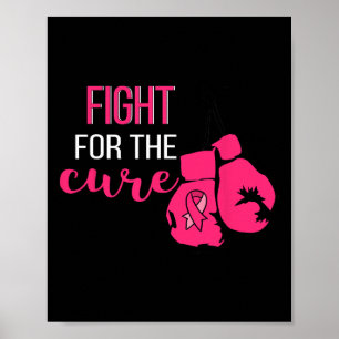 Brustkrebs-Bewusstsein Boxing Gloves Pink Ribbon Poster