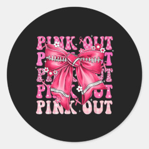Brustkrebs-Bewusstsein Coquette-Bogen Pink-Out-Fuß Runder Aufkleber