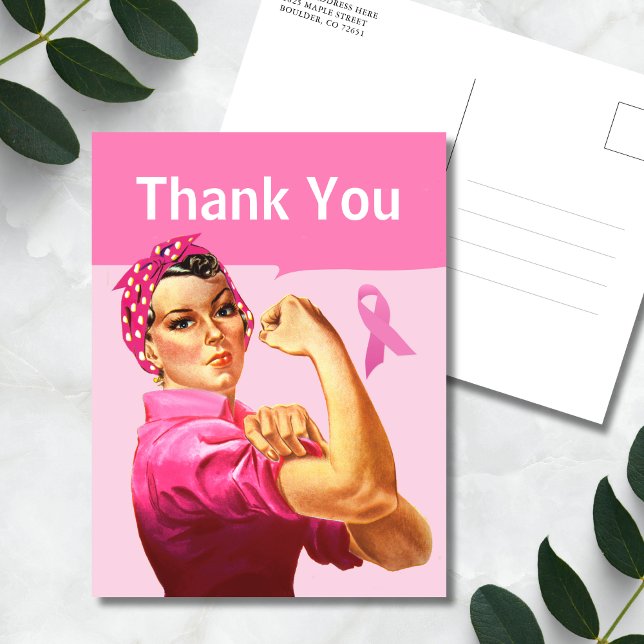 Brustkrebs-Bewusstsein Danke Pink Ribbon Postkarte (Pink Ribbon Thank You Postcard)