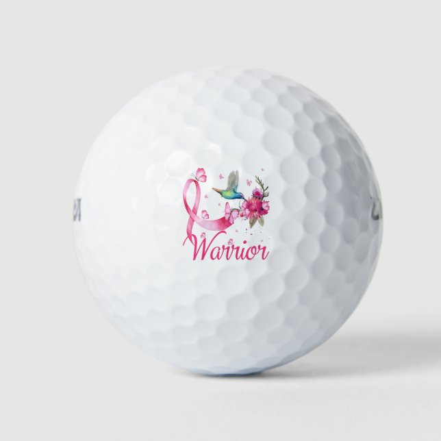 Brustkrebs-Bewusstsein des Kriegers Hummingbird Golfball (Vorderseite)