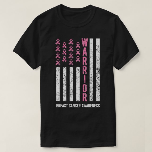 Brustkrebs-Bewusstsein des Kriegers in rosa Ribbon T-Shirt (Design vorne)