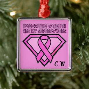 Brustkrebs-Bewusstsein-Diamant-Logo Rosa Ornament Aus Metall