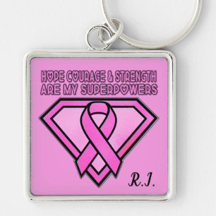 Brustkrebs-Bewusstsein-Diamant-Logo Rosa Schlüsselanhänger
