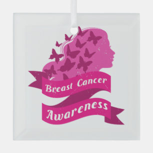 Brustkrebs Bewusstsein Frauen Schmetterling rosa o Ornament Aus Glas