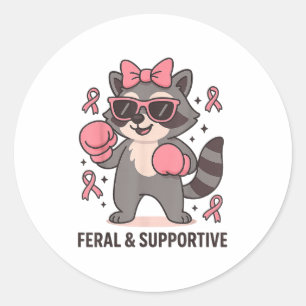 Brustkrebs Bewusstsein Funny Raccoon Feral and Su Runder Aufkleber