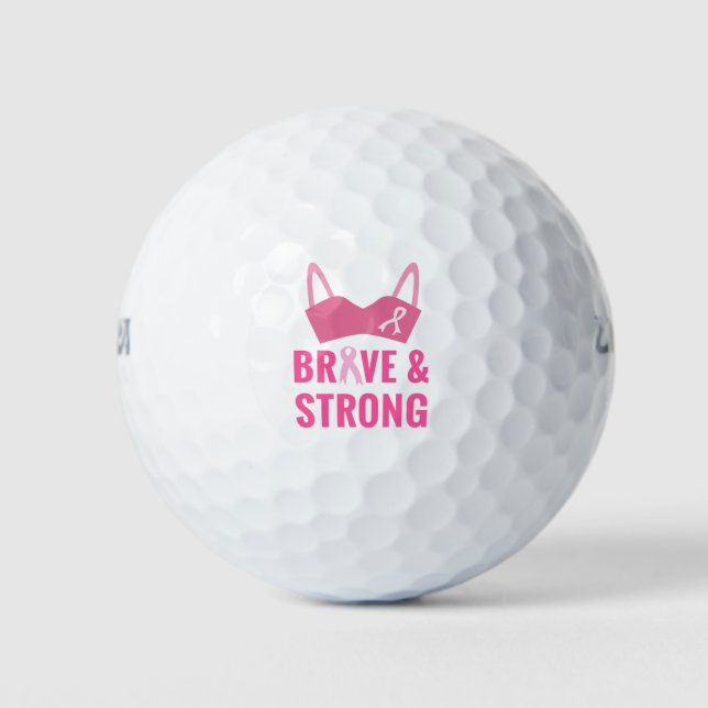 Brustkrebs Bewusstsein für Brave und starke Bra Golfball (Vorderseite)