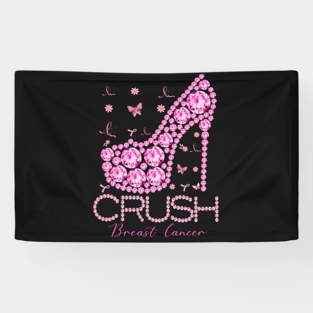 Brustkrebs-Bewusstsein für den Crush Bling Pink Ri Banner (Horizontal)