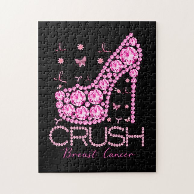 Brustkrebs-Bewusstsein für den Crush Bling Pink Ri Puzzle (Vertikal)