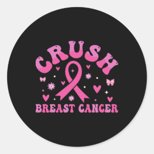 Brustkrebs-Bewusstsein für den Crush Bling Pink Ri Runder Aufkleber
