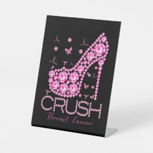 Brustkrebs-Bewusstsein für den Crush Bling Pink Ri Sockelschild