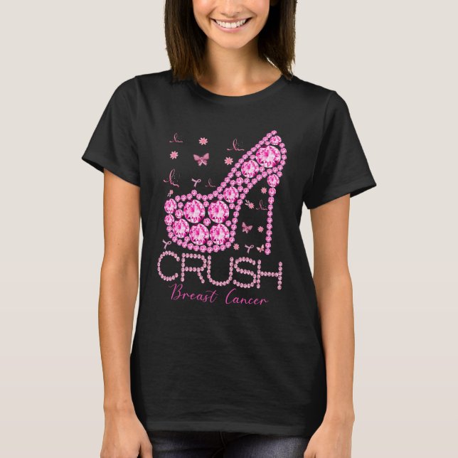 Brustkrebs-Bewusstsein für den Crush Bling Pink Ri T-Shirt (Vorderseite)