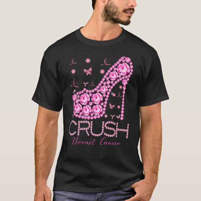 Brustkrebs-Bewusstsein für den Crush Bling Pink Ri T-Shirt (Vorderseite)
