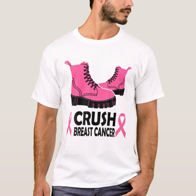 Brustkrebs-Bewusstsein für den Crush Pink Ribbon B T-Shirt (Vorderseite)