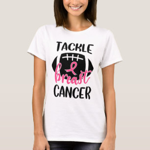 Brustkrebs-Bewusstsein Fußball Ribbon Tackle Bre T-Shirt