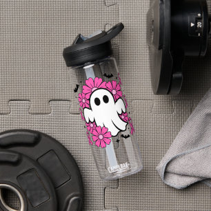 Brustkrebs-Bewusstsein Geist mit rosa Blumen Trinkflasche