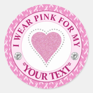 Brustkrebs-Bewusstsein Herz Ich trage Rosa für Runder Aufkleber