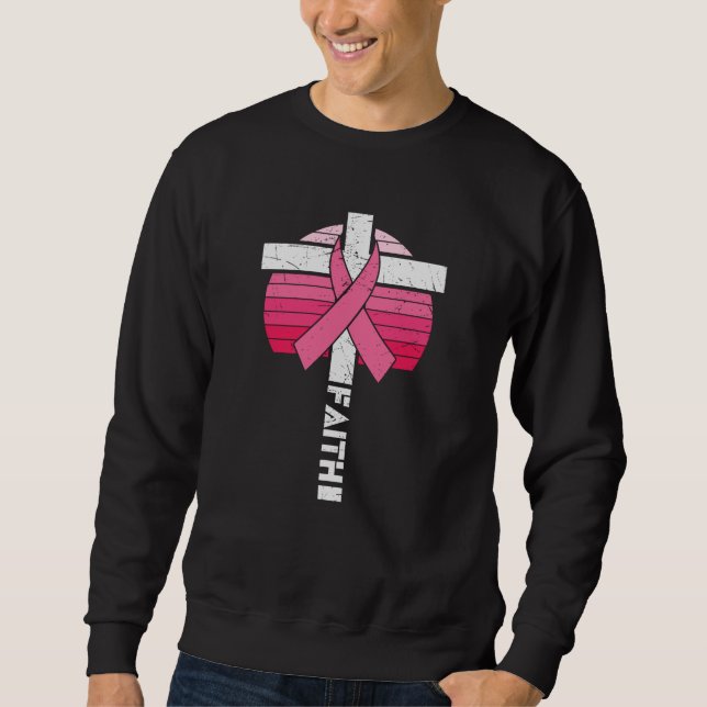 Brustkrebs Bewusstsein Hoffnung Kraft Christlich Sweatshirt (Vorderseite)