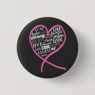 Brustkrebs, Bewusstsein, Hoffnung, rosa Band T-Shi Button
