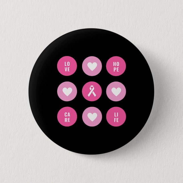 Brustkrebs-Bewusstsein Hört Hoffnung Button (Vorderseite)