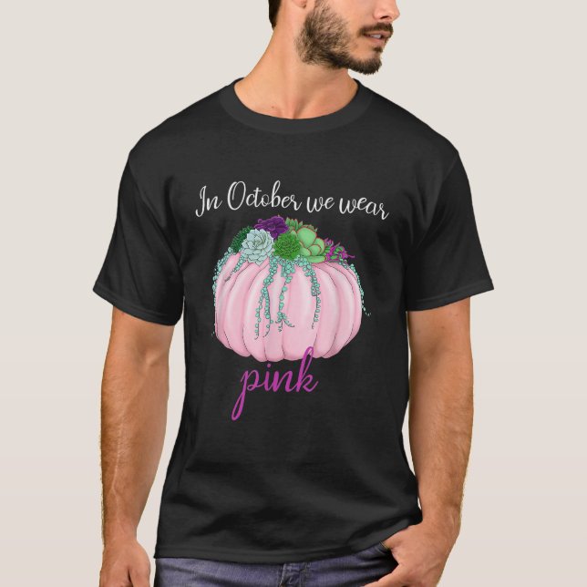 Brustkrebs-Bewusstsein im Oktober tragen wir rosa  T-Shirt (Vorderseite)