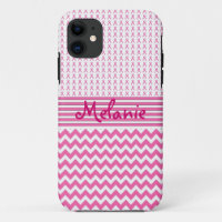 Brustkrebs-Bewusstsein iPhone Monogramm-Rosa