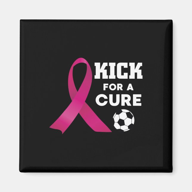 Brustkrebs-Bewusstsein Kick For A Cure Fußball  Magnet (Vorne)