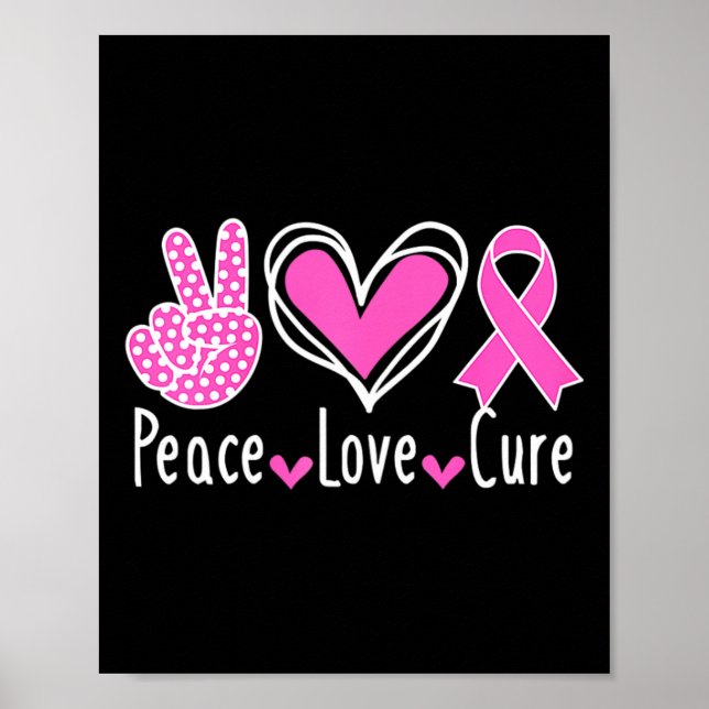 Brustkrebs-Bewusstsein Kostüm Pink Peace Liebe Cu Poster (Vorne)