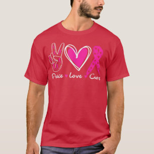 Brustkrebs-Bewusstsein Kostüm Pink Peace Liebe Cu T-Shirt