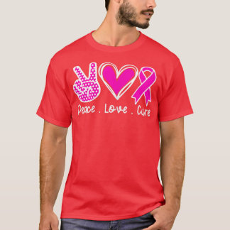Brustkrebs-Bewusstsein Kostüm Pink Peace Liebe Cu T-Shirt