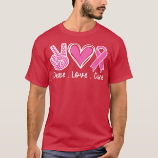 Brustkrebs-Bewusstsein Kostüm Pink Peace Liebe Cu T-Shirt