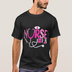 Brustkrebs-Bewusstsein Krankenschwester Pink Ribbo T-Shirt