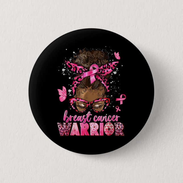 Brustkrebs-Bewusstsein Kriegerin Schwarze Frauen M Button (Vorderseite)
