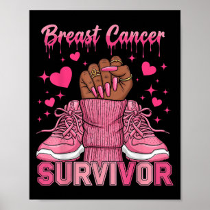 Brustkrebs-Bewusstsein Kriegerin Schwarze Frauen M Poster