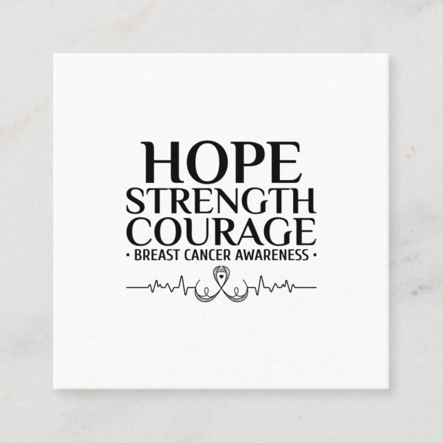 Brustkrebs-Bewusstsein mit einem Band und einem Zi Quadratische Visitenkarte (Vorderseite)