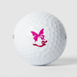Brustkrebs-Bewusstsein mit rosa Band Golfball
