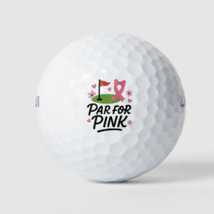 Brustkrebs-Bewusstsein mit rosa Band Herz Golfball