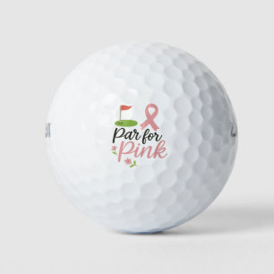 Brustkrebs-Bewusstsein mit rosa Band Herz Golfball