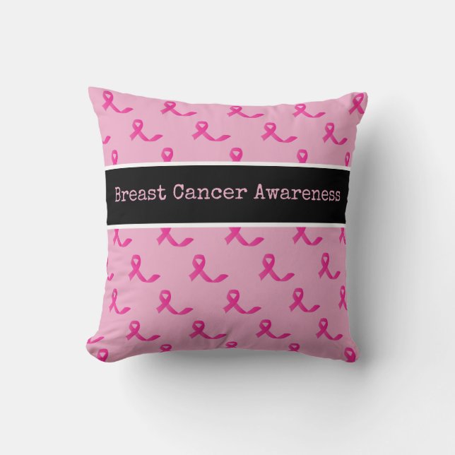 Brustkrebs-Bewusstsein mit rosa Band Kissen (Vorderseite)