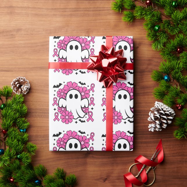 Brustkrebs-Bewusstsein mit rosa Blume Geschenkpapier (Feiertagsgeschenk)