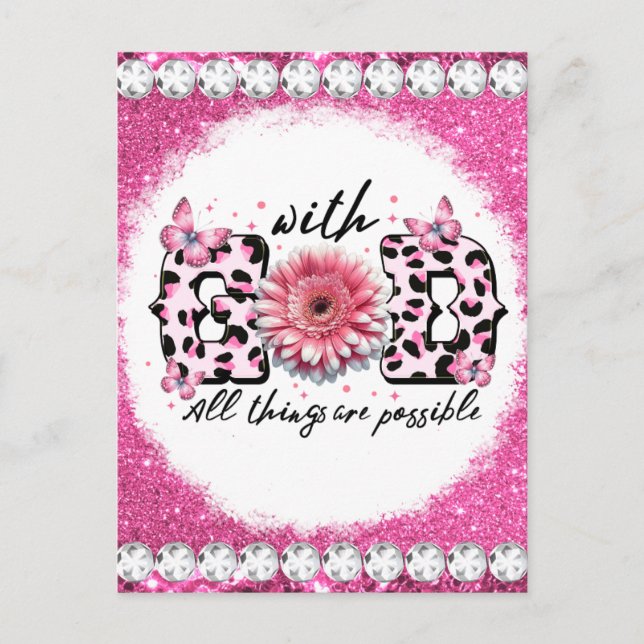 Brustkrebs-Bewusstsein Monat Überleben rosa Postkarte (Vorderseite)