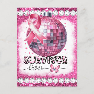 Brustkrebs-Bewusstsein Monat Überleben rosa Postkarte